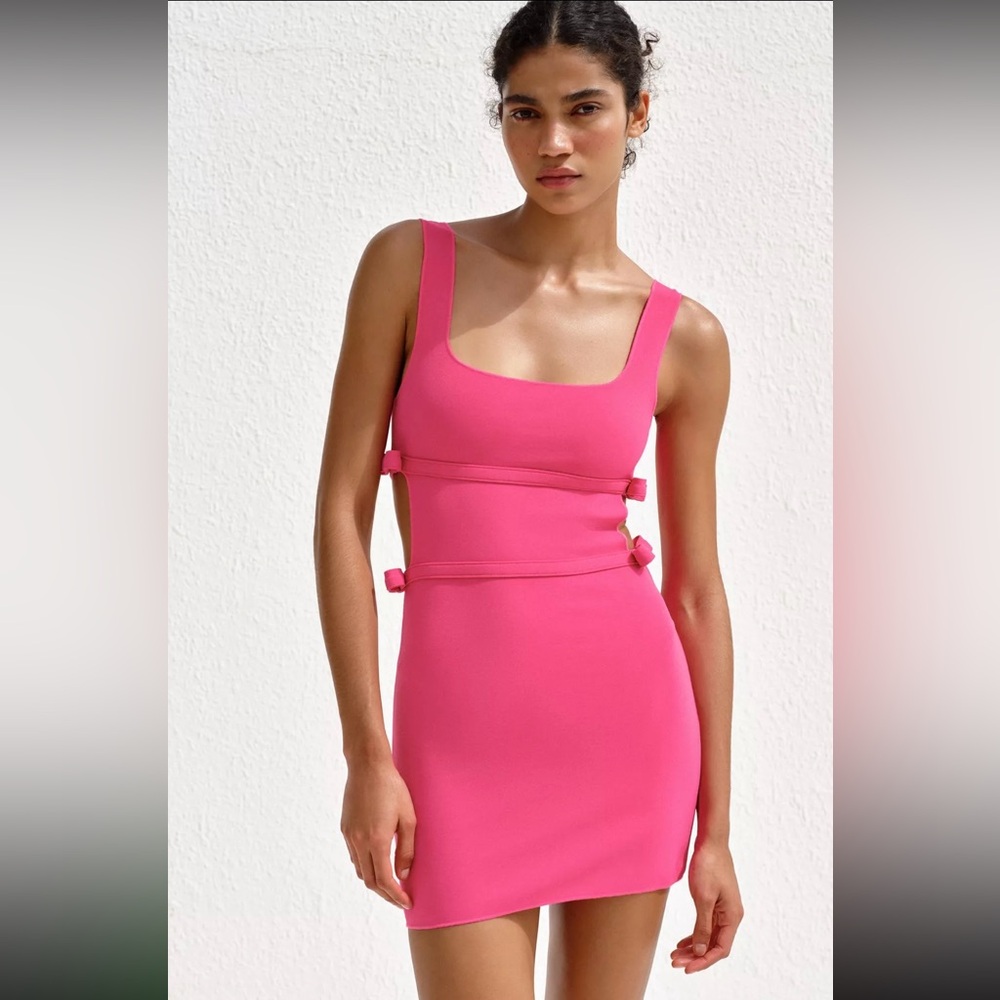 New ZARA Stretch Tie Sleeveless Dress